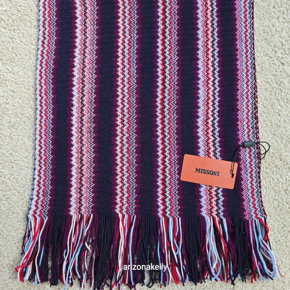 NWT Missoni Zig Zag Scarf Purple Red Blue